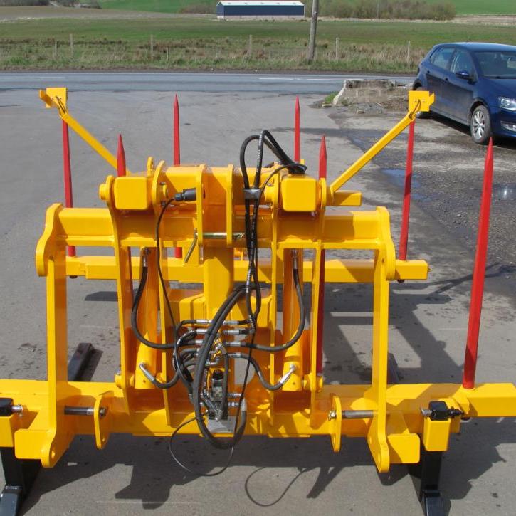 Octa-Quad Bale Handling System - front section for carrying 4 round bales or 2 Heston bales at a time. Showing folding tines version.